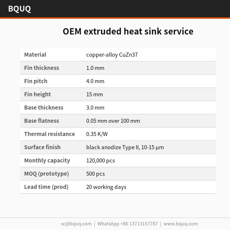 OEM extruded heat sink service